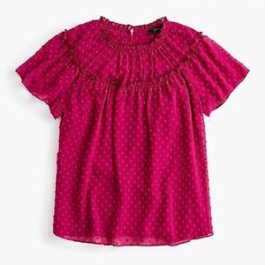 J.Crew Women's XS Gathered Bib Top in Swiss Dot Pink EUC Barbiecore
